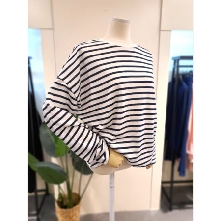 캠프 스트라이프 긴팔 티셔츠 네이비