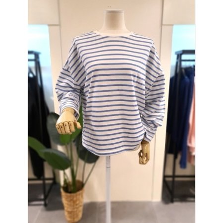 캠프 스트라이프 긴팔 티셔츠 네이비