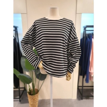 캠프 스트라이프 긴팔 티셔츠 네이비