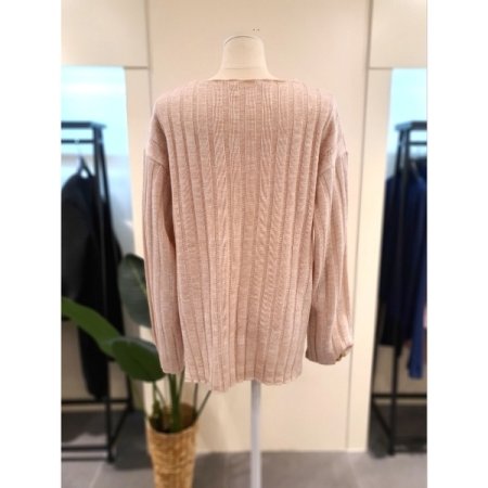 랭스 브이넥 니트 핑크