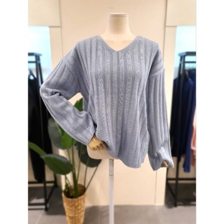 랭스 브이넥 니트 핑크