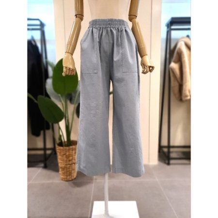 면 밴딩 와이드 팬츠 베이지