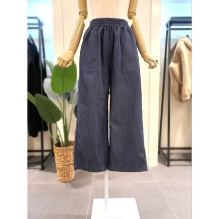 면혼방 와이드 밴딩 팬츠 스카이블루