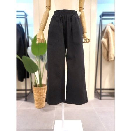 면혼방 와이드 밴딩 팬츠 블랙