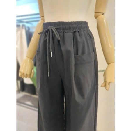 스트링 밴딩 배기 팬츠 블랙