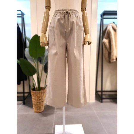 스트링 밴딩 핀턱 팬츠 베이지