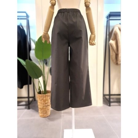 스트링 밴딩 핀턱 팬츠 카키