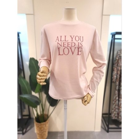 러브 라운드넥 긴팔 티셔츠 아이보리