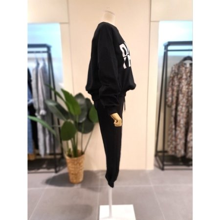 봄 쭈리 페이퍼 맨투맨 세트 블랙