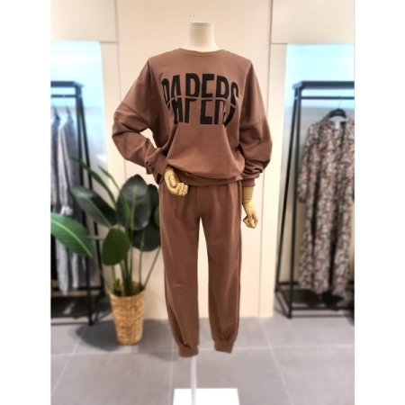 봄 쭈리 페이퍼 맨투맨 세트 블랙