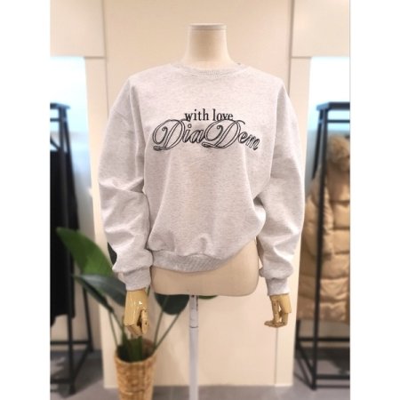 스프링 러브 자수 맨투맨 블랙