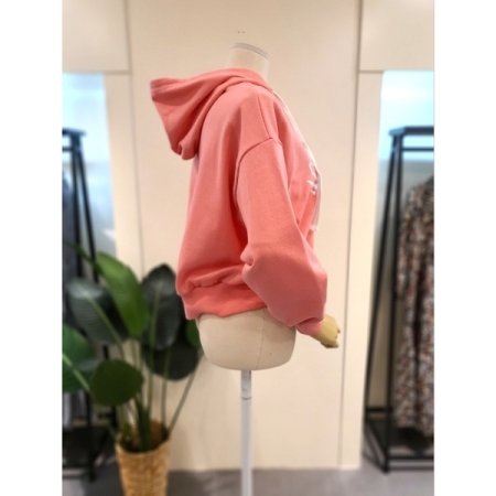 이티씨 쭈리 크롭 후드티셔츠 핑크