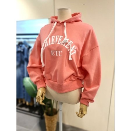 이티씨 쭈리 크롭 후드티셔츠 핑크