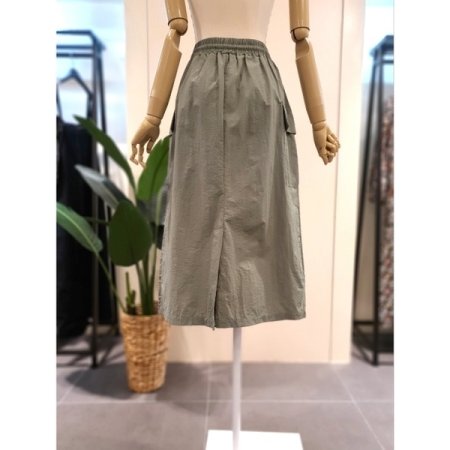 바스락 스트링 후드 스커트 세트 카키