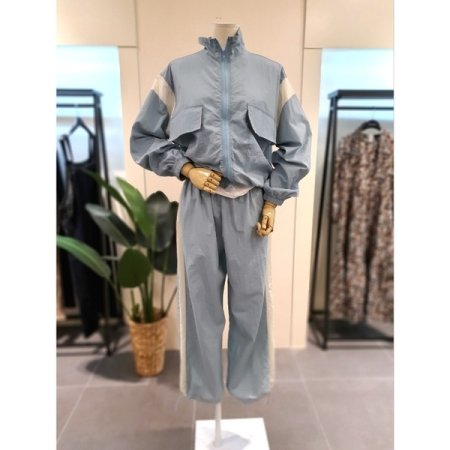 바스락 집업 점퍼 팬츠 세트 블루