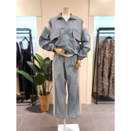 바스락 집업 점퍼 팬츠 세트 블루