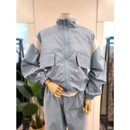 바스락 집업 점퍼 팬츠 세트 블루