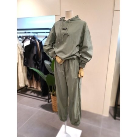 바스락 후드조거팬츠 세트 카키