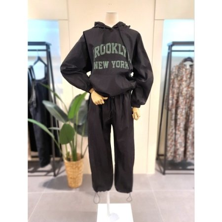 바스락 브룩 후드조거 세트 카키