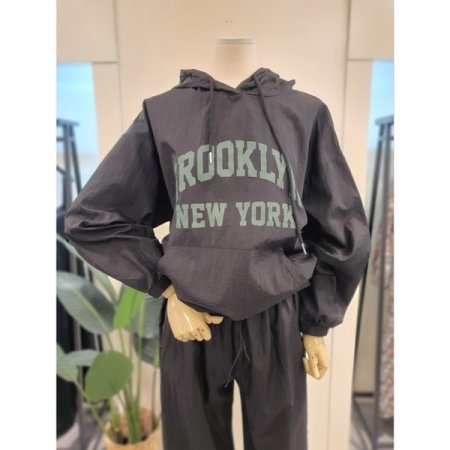 바스락 브룩 후드조거 세트 블랙