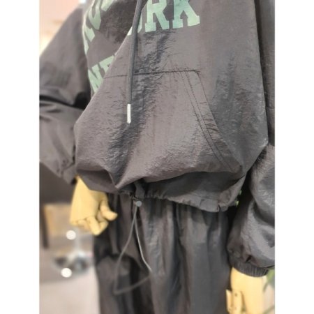 바스락 브룩 후드조거 세트 블랙