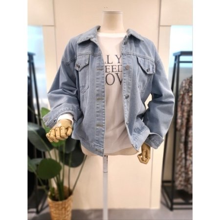 포켓 카라 청자켓 블루