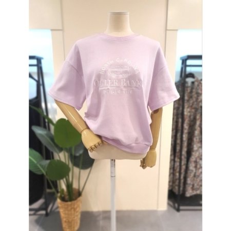 포그 자수 반팔 맨투맨 퍼플