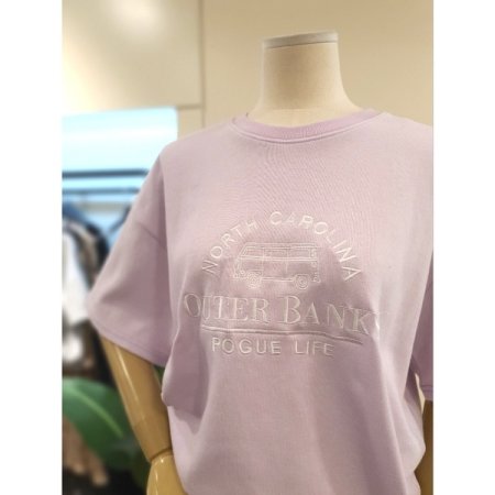 포그 자수 반팔 맨투맨 퍼플