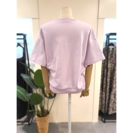 포그 자수 반팔 맨투맨 퍼플