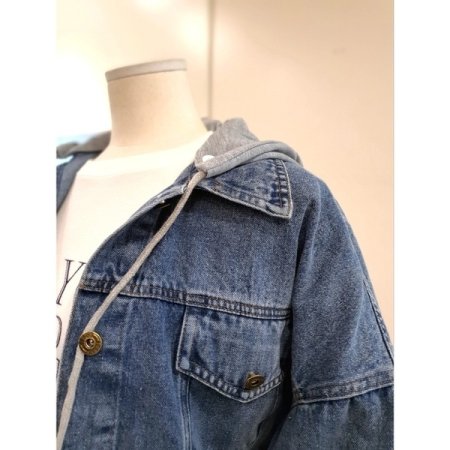 후드 탈부착 밴딩 청자켓 다크블루