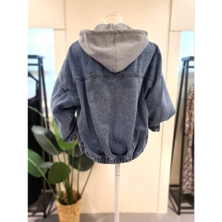 후드 탈부착 밴딩 청자켓 다크블루