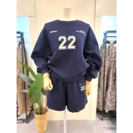 22 맨투맨 반바지 세트 네이비
