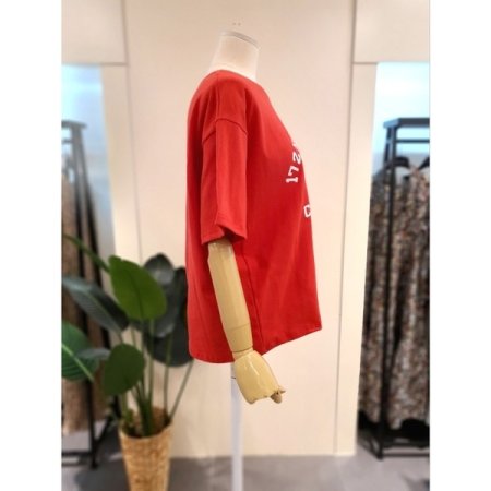 ND 프린팅 반팔 티셔츠 레드