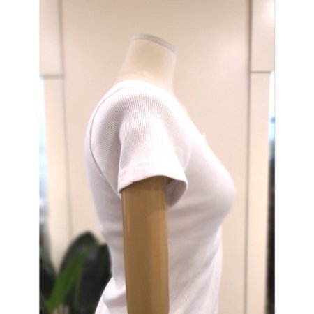 골지 버튼 반팔 티셔츠 화이트