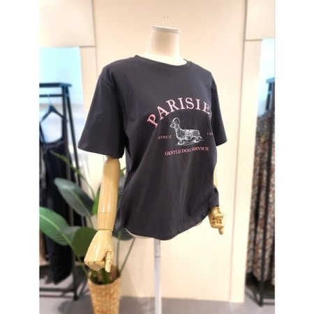 도그 반팔 티셔츠 다크그레이