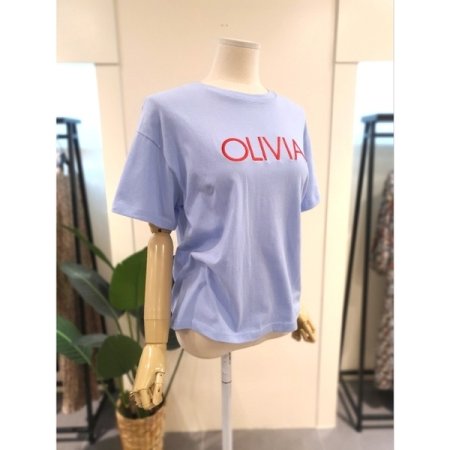 올리비아 자수 반팔티 스카이블루
