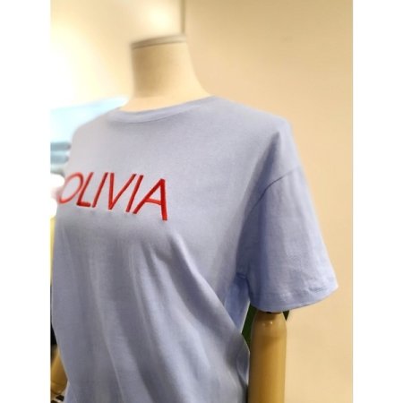 올리비아 자수 반팔티 스카이블루