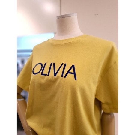 올리비아 자수 반팔 티셔츠 옐로우