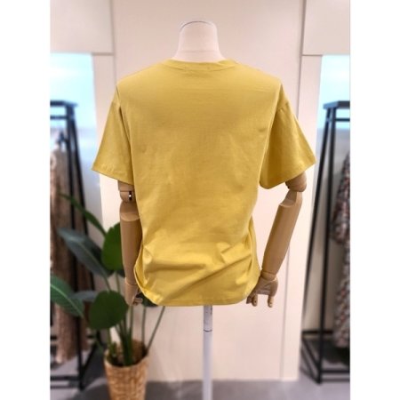올리비아 자수 반팔 티셔츠 옐로우