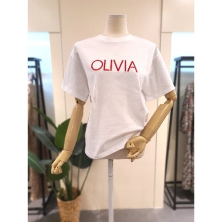 올리비아 자수 반팔 티셔츠 옐로우