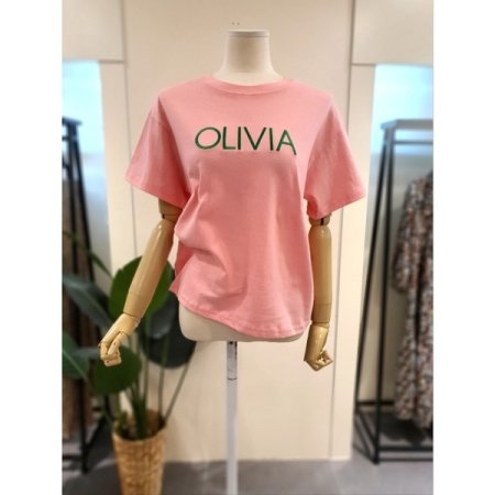 올리비아 자수 반팔 티셔츠 옐로우