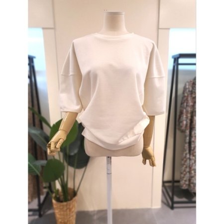 무지 5부 소매 티셔츠 스카이블루