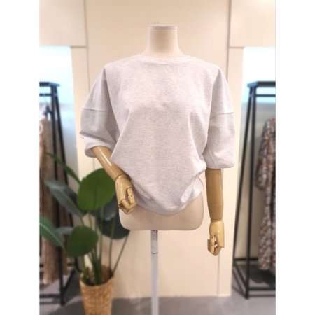 무지 5부 소매 티셔츠 스카이블루