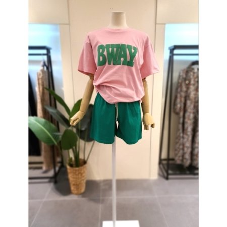 반팔 반바지 세트 핑크