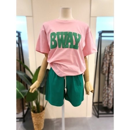 반팔 반바지 세트 핑크