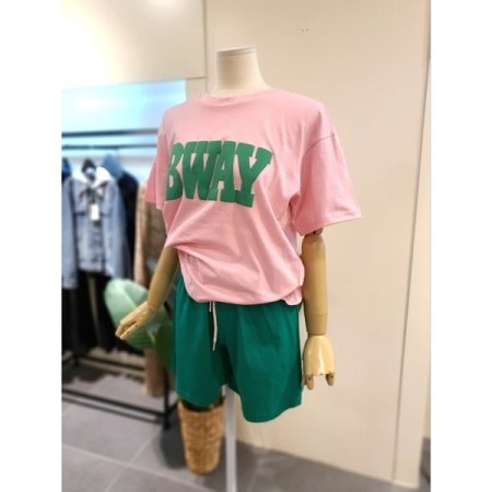 반팔 반바지 세트 핑크