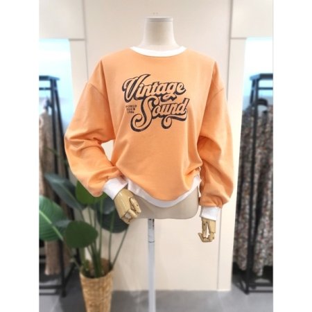 사운드 배색 맨투맨 티셔츠 그레이