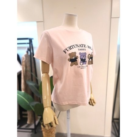 트리블 베어 반필 티셔츠 핑크