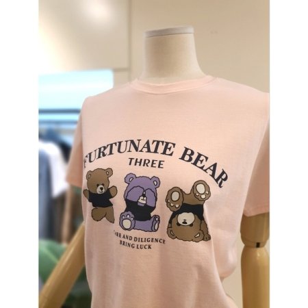 트리블 베어 반필 티셔츠 핑크