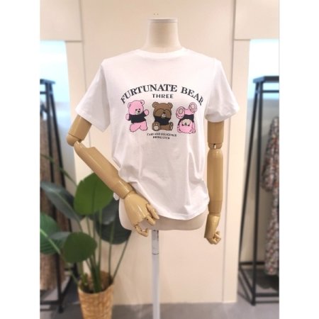 트리블 베어 반필 티셔츠 핑크